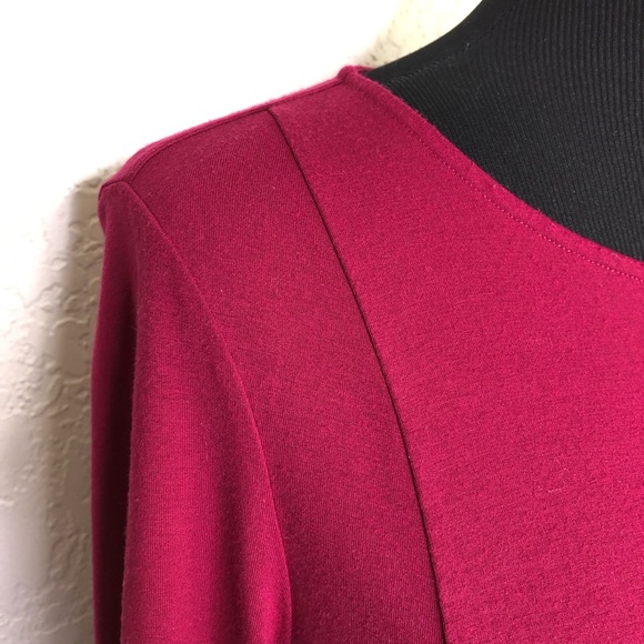 Eileen Fisher wine red long sleeve double slit hem tunic top size Medium - Picture 6 of 14
